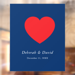 Red Heart Blue Modern Minimalist Wedding