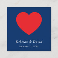 Red Heart Blue Modern Minimalist Wedding