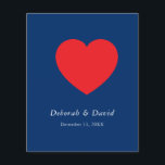 Red Heart Blue Modern Minimalist Wedding Flyer<br><div class="desc">You can easily change the fonts and colours. You can also add your logo and the background image as you like.</div>