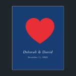 Red Heart Blue Modern Minimalist Wedding Flyer<br><div class="desc">You can easily change the fonts and colours. You can also add your logo and the background image as you like.</div>