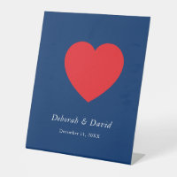 Red Heart Blue Modern Minimalist Wedding