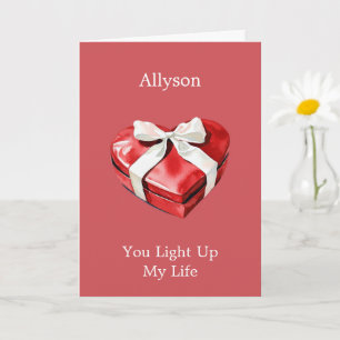Red Heart Box with Ribbon Love Card