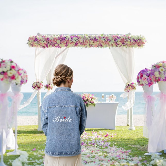 Red Heart Bride Wedding Bridal Bachelorette Party Denim Jacket (Red Heart Bride Wedding Bridal Bachelorette Party Denim Jacket)