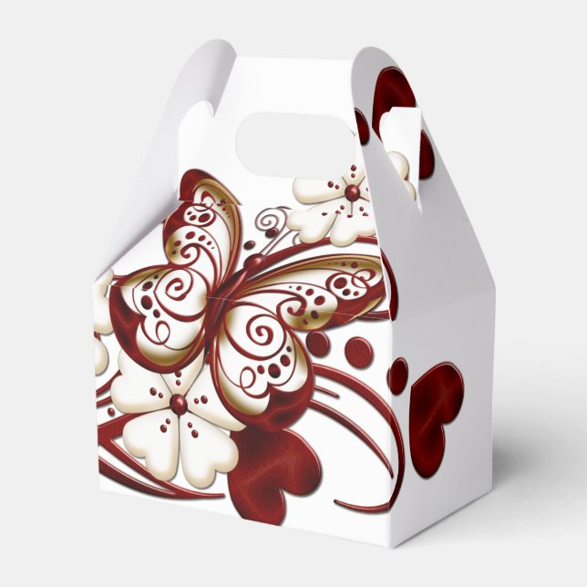 Red Heart Butterflies Favour Box (Front Side)