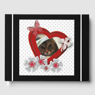 Red heart butterfly flowers Valentines Day love we Guest Book