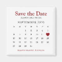 Red Heart Calendar Wedding Save the Date