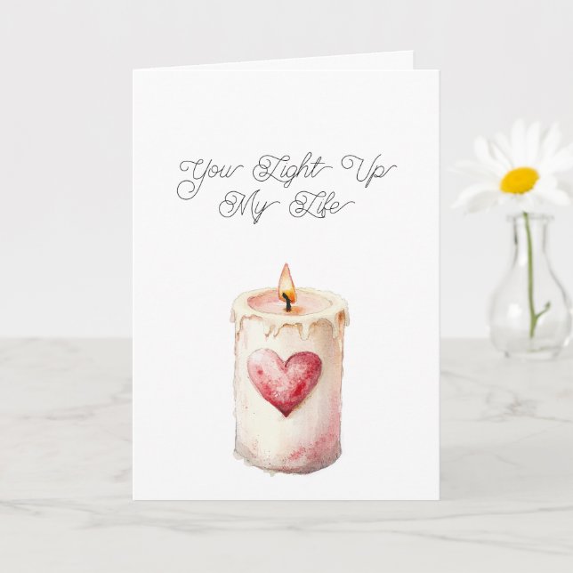 Red Heart Candle Light Up My Life Love Card (Small Plant)