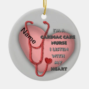 Red Heart Cardiac Care nurse  Ceramic Tree Decoration