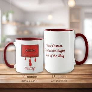 Red heart cassette coffee mug