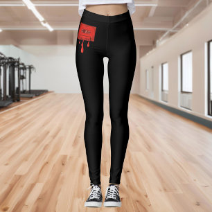 Red heart cassette leggings