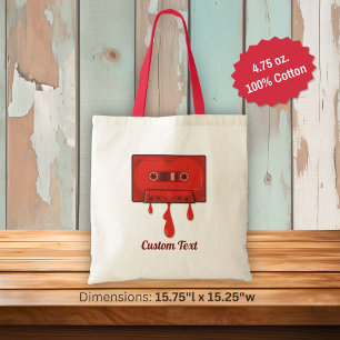 Red heart cassette tote bag