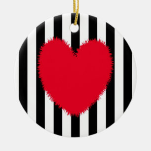 Red heart ceramic ornament