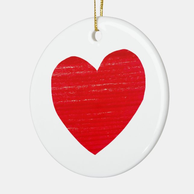 Red Heart Ceramic Ornament (Left)