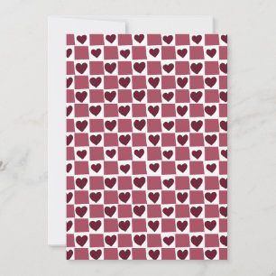 Red Heart Checkerboard Pattern Invitation
