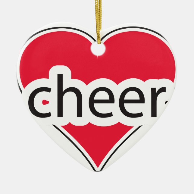 Red Heart Cheer Ceramic Ornament (Front)