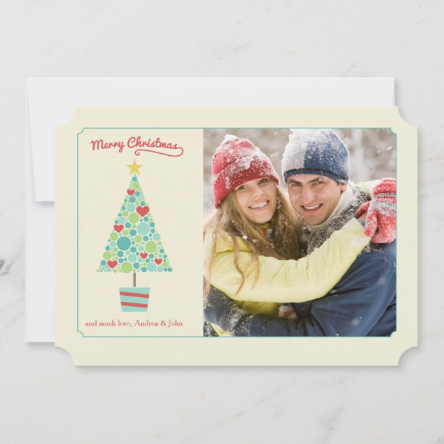Red Heart Christmas Holiday Photo Card (Front)