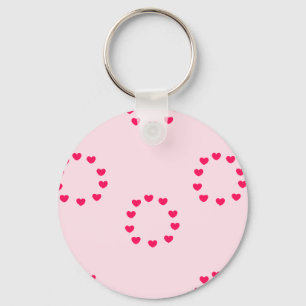 red heart circles on pink key ring