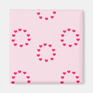 red heart circles on pink magnet