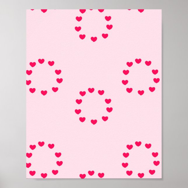 Red heart circles on pink poster (Front)