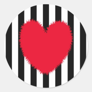 Red heart classic round sticker