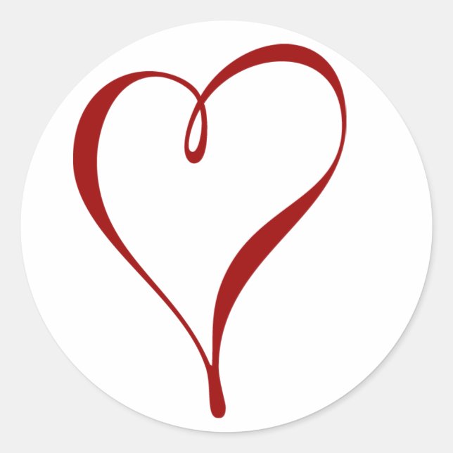 Red Heart Classic Round Sticker (Front)