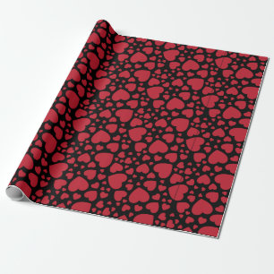 Red Heart Cluster Pattern Wrapping Paper