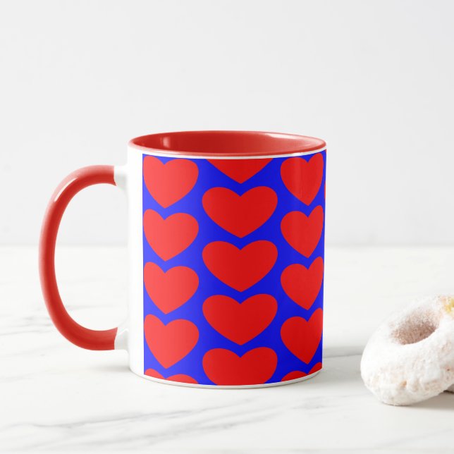 Red Heart Coffee Mug (Cup) (With Donut)