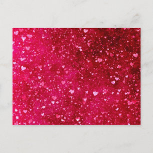 Red heart collage pattern girly chic elegant sweet postcard