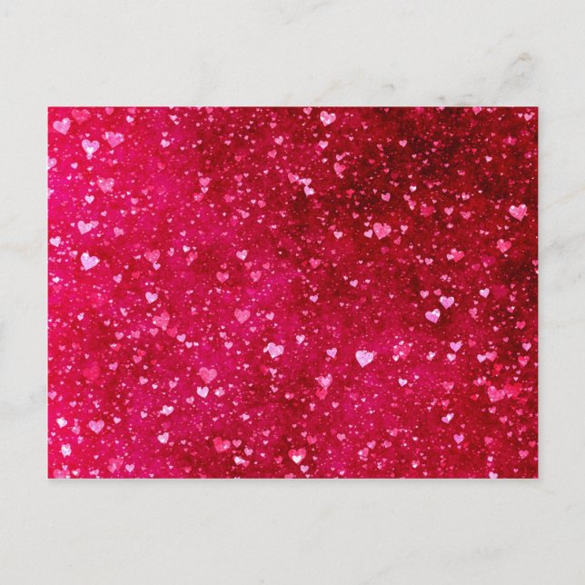 Red heart collage pattern girly chic elegant sweet postcard (Front)
