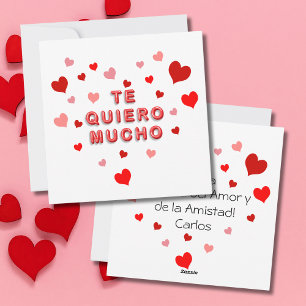 Red Heart Confetti Te Quiero Mucho 3d Letters Holiday Card