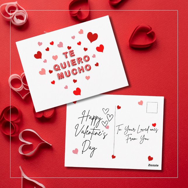 Red Heart Confetti Te Quiero Mucho 3d Letters Postcard (Creator Uploaded)