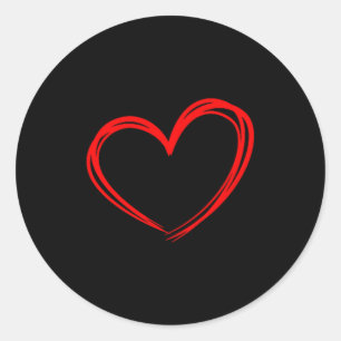 Red Heart Cool Love Heart Graphic Valentines Day M Classic Round Sticker