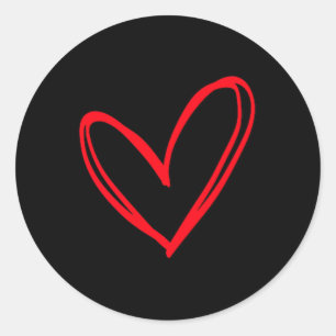 Red Heart Cool Love Heart Graphic Valentines Uni Classic Round Sticker