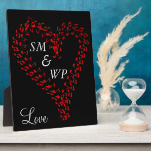 Red Heart Couple's Monogram Plaque