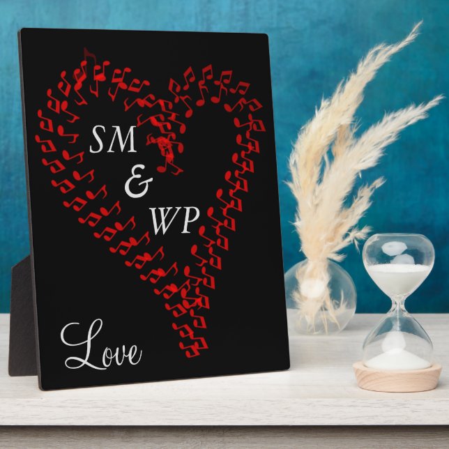 Red Heart Couple's Monogram Plaque (Side)