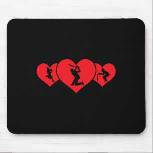 Red Heart Cricket Game Player Love Funny Valentine Mouse Pad
