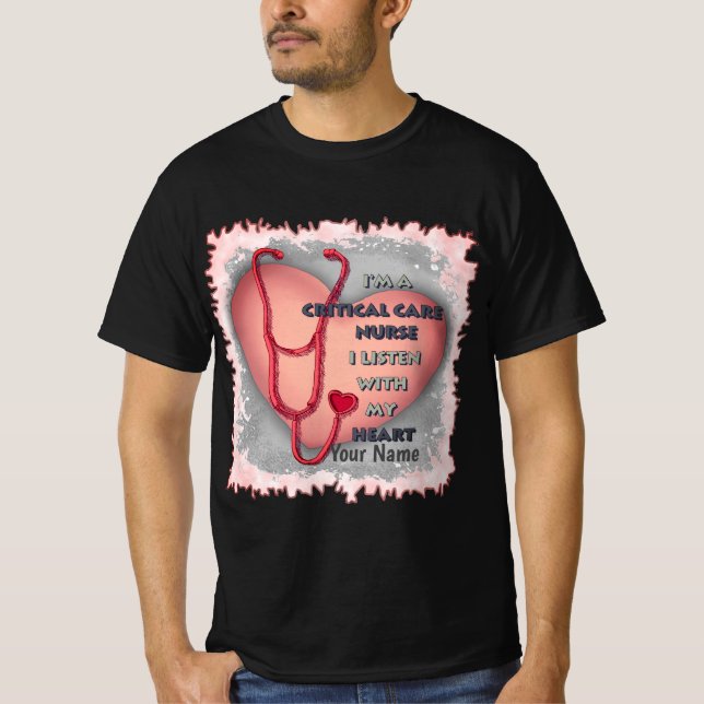 Red Heart Critical Care custom nurses t-shirt (Front)