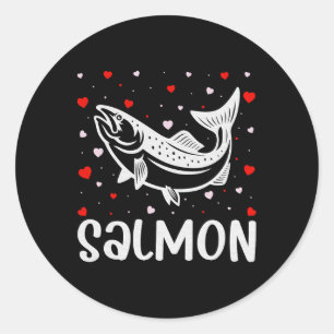 Red Heart Cupid Love Graphic Salmon Lover Valentin Classic Round Sticker