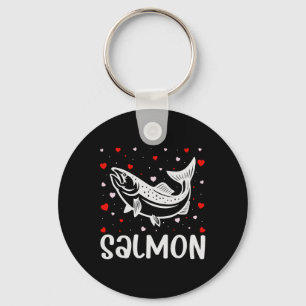 Red Heart Cupid Love Graphic Salmon Lover Valentin Key Ring