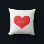 Red Heart Custom Name Monograms Gift Favour Decor Cushion<br><div class="desc">Printed with big heart pattern in solid white background with text template for name! You may change the background colour as you wish!</div>