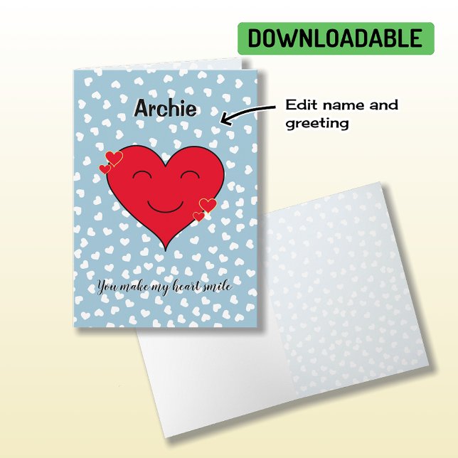Red heart custom name romantic holiday card (Creator Uploaded)