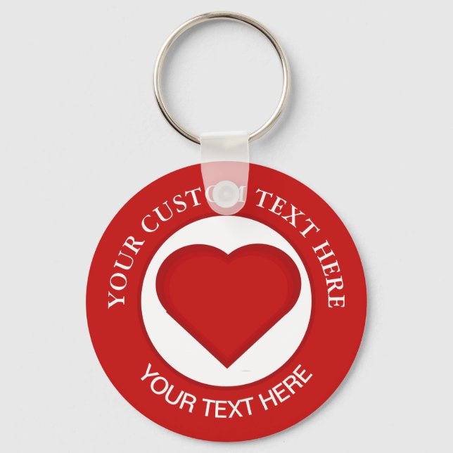Red Heart Custom Text Key Ring (Front)