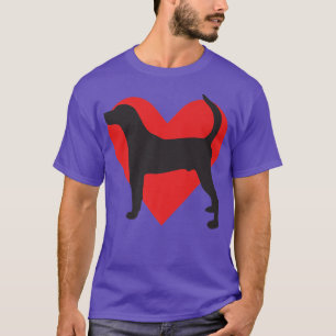 Red Heart Cute Dog English Fohound T-Shirt