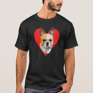 Red Heart Cute French Bulldog T-Shirt