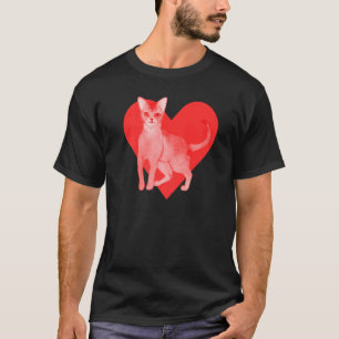 Red Heart Cute Pet Best Friend Abyssinian Cat   T-Shirt