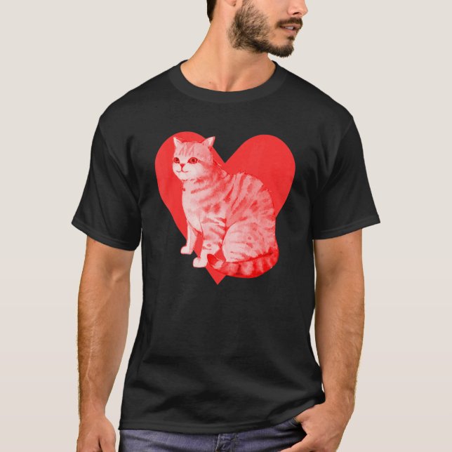 Red Heart Cute Pet Best Friend American Shorthair  T-Shirt (Front)