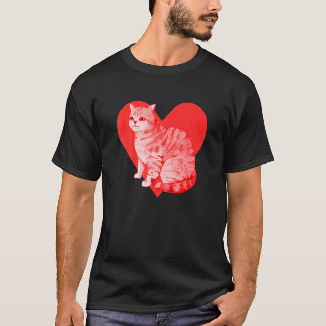 Red Heart Cute Pet Best Friend American Shorthair  T-Shirt (Front)