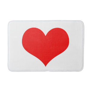 Red Heart Cute Valentine's Day White Custom Colour Bath Mat