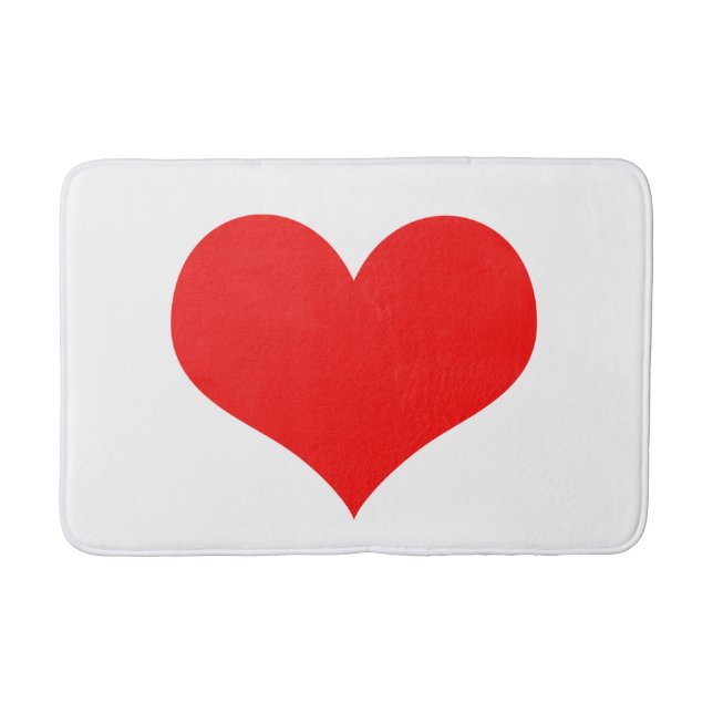 Red Heart Cute Valentine's Day White Custom Colour Bath Mat (Front)