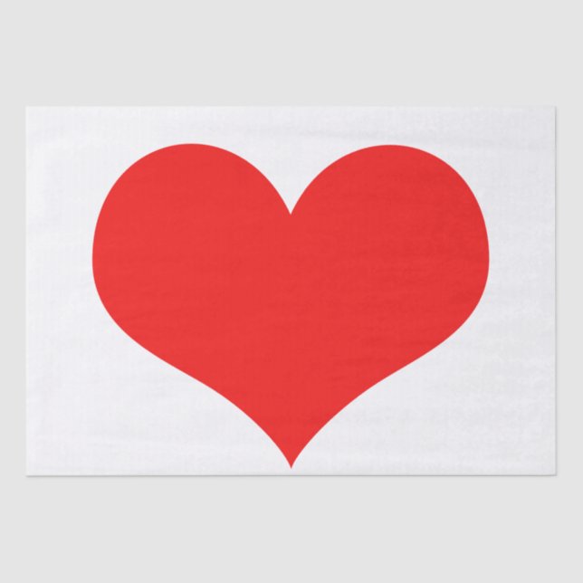 Red Heart Cute Valentine's Day White Custom Colour Tissue Paper (Front)